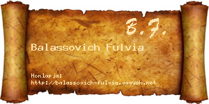 Balassovich Fulvia névjegykártya